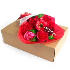 DeeWeeBouquet de fleurs de savon en boîte – Rouge (25x13x6 cm)