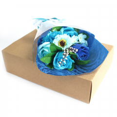 DeeWeeBouquet de fleurs de savon en boîte – Bleue (25x13x6 cm)