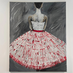 DeeWeeTableau contemporain - peinture moderne - femme dos 50X30, peinture acrylique, pièce unique