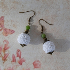 DeeWeeBoucles d'oreilles "Eléonore", perle en crochet et perle de jade